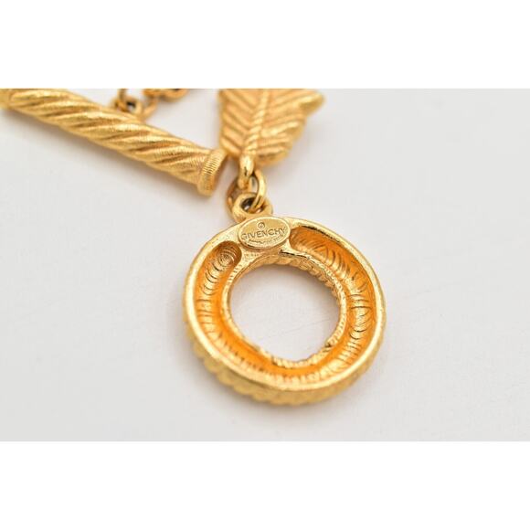 Givenchy Vintage Leaf Bracelet Brushed Gold Matte Textured 1980s Signed Bin4 - Picture 13 of 16